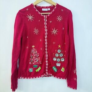 Traditions Christmas Cardigan Sweater Womens PM Holiday Embellished‎